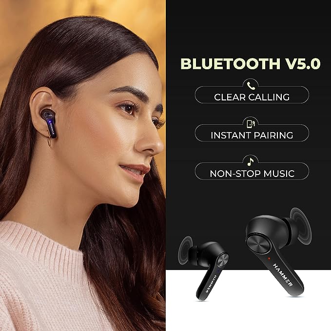 HAMMER Airflow 2.0 Bluetooth Truly Wireless in Ear Earbuds with Mic (Midnight Black) HAMMER Airflow 2.0 Bluetooth Truly Wireless in Ear Earbuds with Mic (Midnight Black)